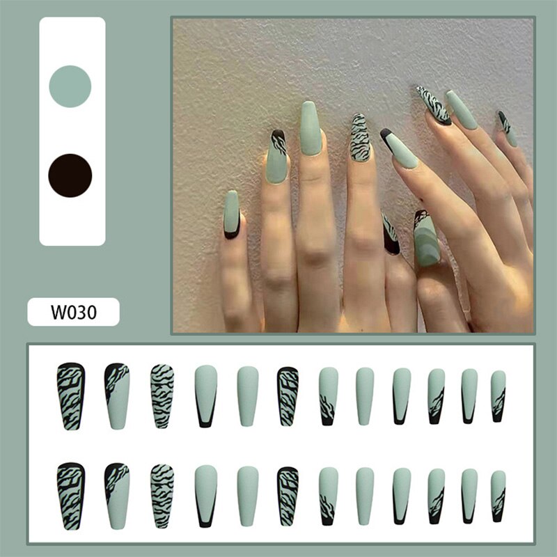 24Pcs/Box White French Fake Nails Press on Long XL Length Rhinestone Design False Nails Full Cover Acrylic Nail Tips JZJ-W030