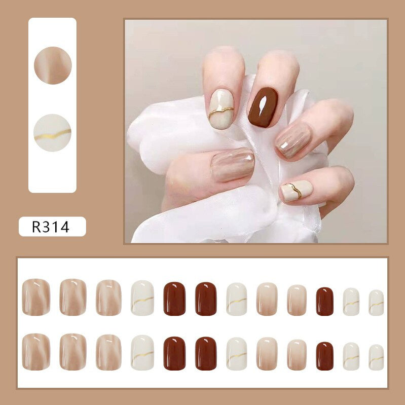 24Ps Childlike Fake Nails With Glue Cute Kawaii Personality Stick On Nails False Girls Short Press On Nail Art DIY Manicure Tool Nails With Glue R314