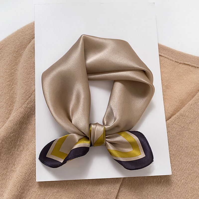 Fashion Designer Print 100% Natural Silk Square Scarves Women Hairband Neck Foulard Female Small Kerchief Bandana New FZ91-1 53cm real silk