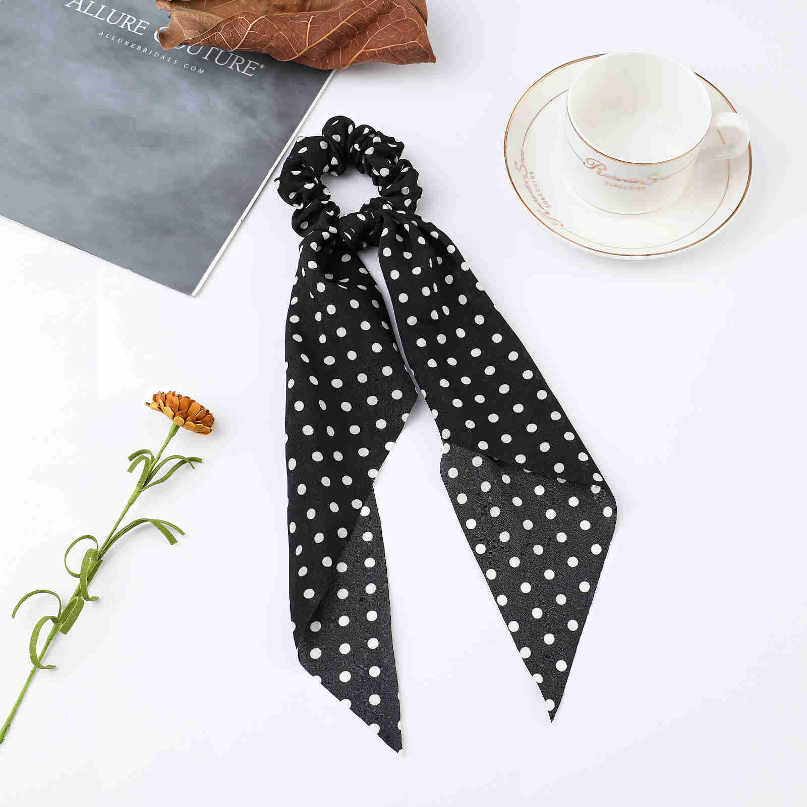 Fashion Print Chiffon Long Ribbon Scrunchies Women Girls Ponytail Scarf Elastic Hair Bands Ties Hair Accessories Wholesale 13
