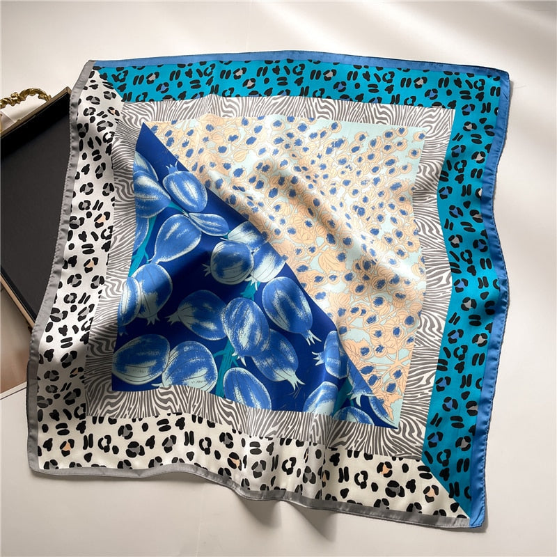 Fashion Wraps Satin Hijab Luxury Square Scarf for Women Hair Bands Ribbon Headband Silk Shawl Neckerchief Female Bandana FJ715-1