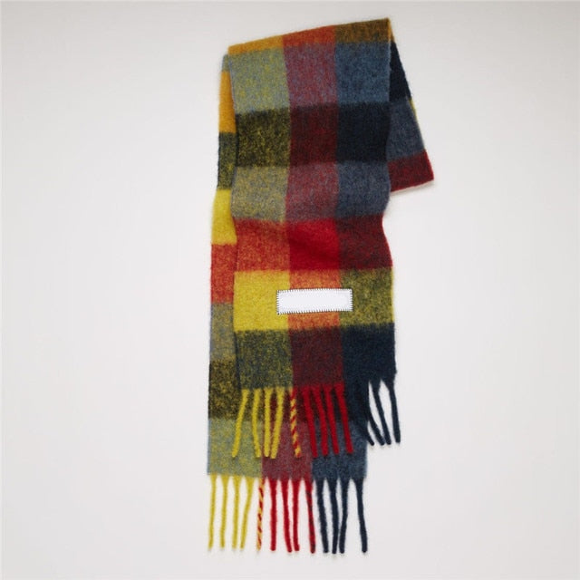 New Scarf Autumn and Winter Multicolor Thickened Plaid Scarf The Same Length Warm Shawl For Men and Women Scarves