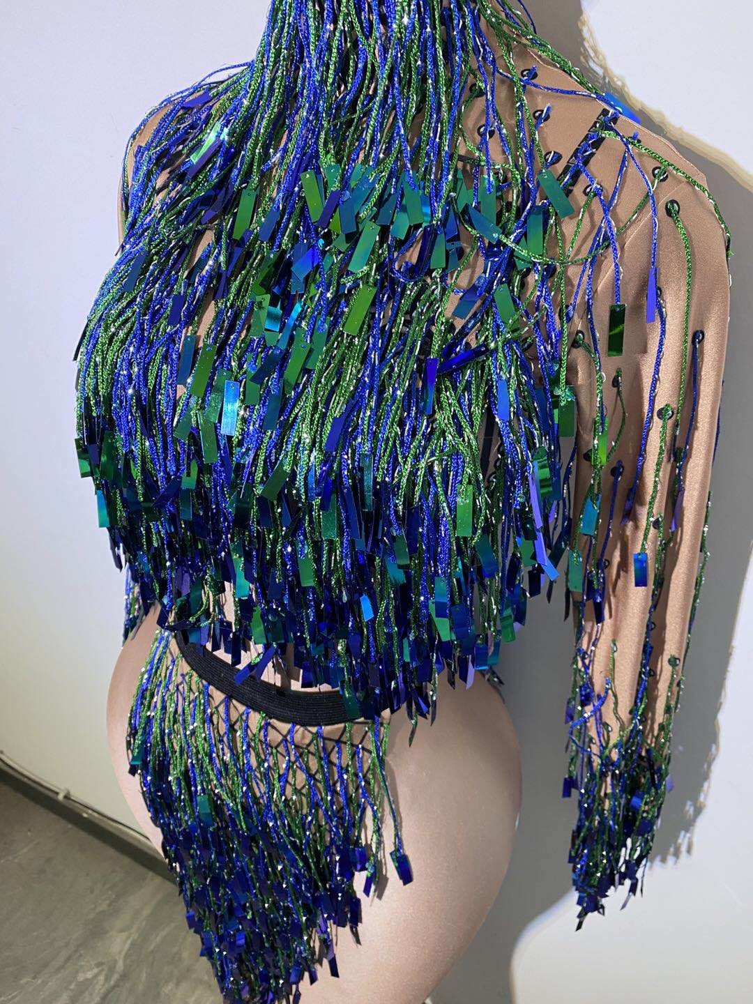 Latin Dance Costume Sequin Fringe Tassel Stage Outfit Dress for Women Ballroom Competition Dresses Night Party Clubwear