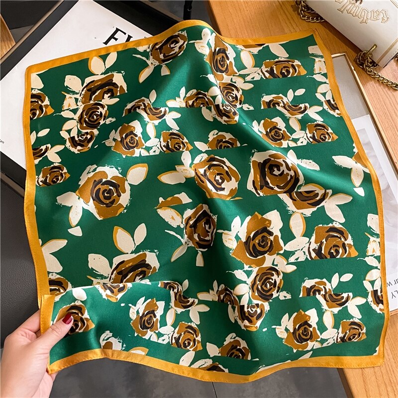 Classice 100% Silk Square Scarf Women Print Stripe Hair Band Wrist Foulard England Style Neckerchief Bandana Echarpe FZ184-1