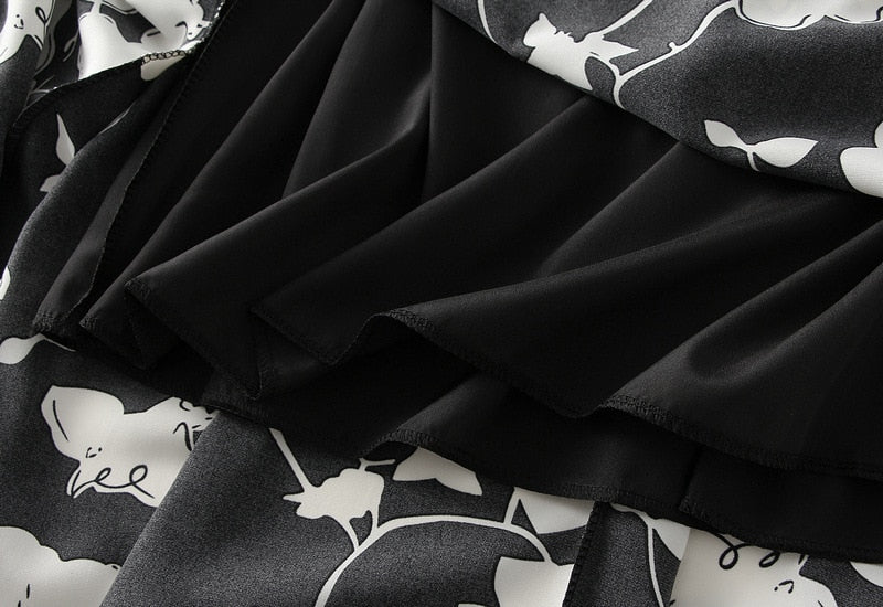 Willow Flower Chiffon Floral A- line Skirt Women's Spring Summer 2023 New High Waist Printed Long Skirt Female