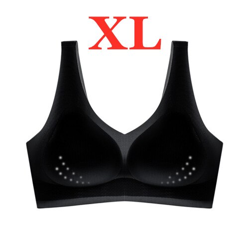 Youpin Women's Ice Silk Seamless Bra Ultra-thin No Steel Ring Breathable Antibacterial Gather One Piece Breathable Underwear Black XL