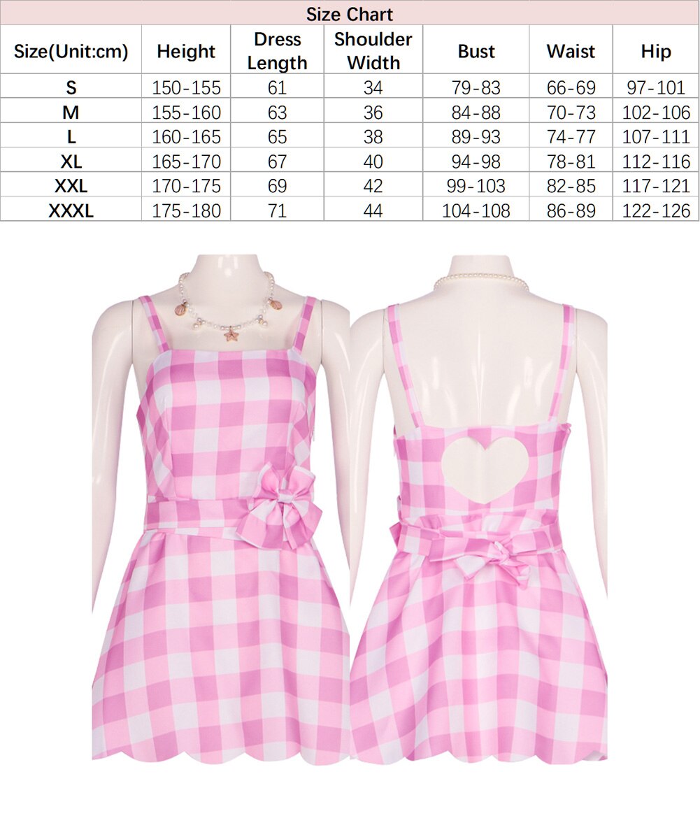 Margot Cosplay Pink Plaid Dress Up Hat Women Costume Movie Roleplay Fantasia Halloween Party Clothes For Disguise