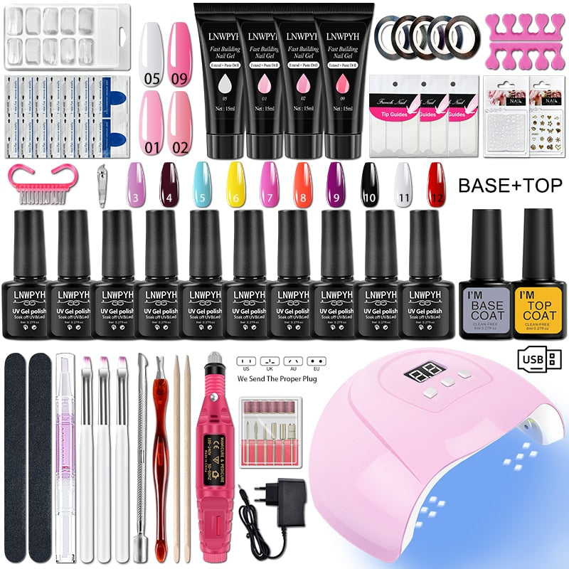 Nail Kit 54/36W UV LED Nail Lamp Dryer 10/4 Colors UV Gel Nail Polish Kit Manicure Art Tools Set Top Base Nail Drill Machine set