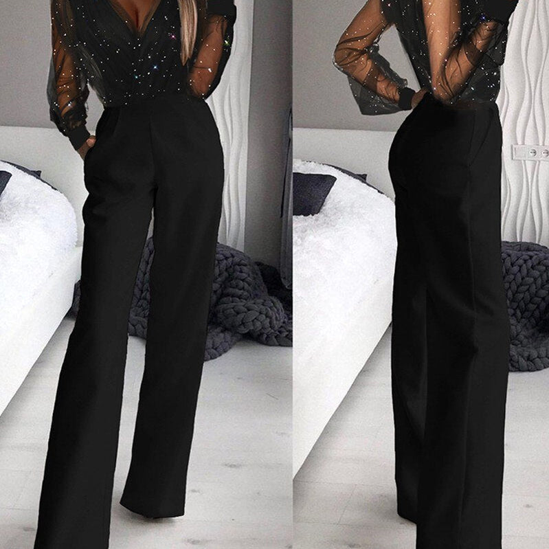 Elegant Slim Office Lady Black Strapless Jumpsuits for women Summer New Sexy Sleeveless White Red Wide leg Jumpsuits