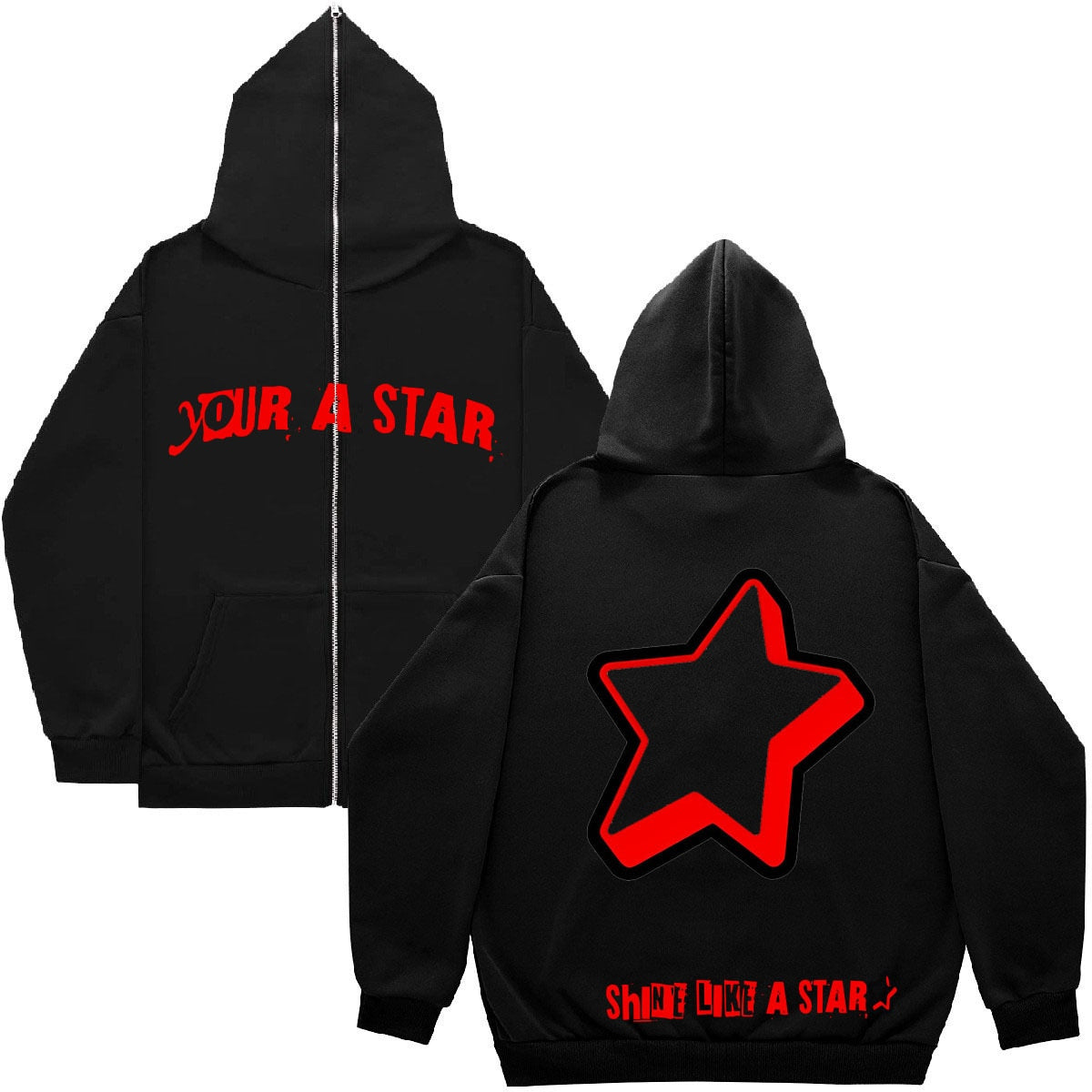 Halloween V-Star Vizion Cobweb Dark Hip Hop Gothic Harajuku Y2k Zip Up 90S Girls Boy Full Hoodie Vintage Chic Jacket Women Coat Black 2