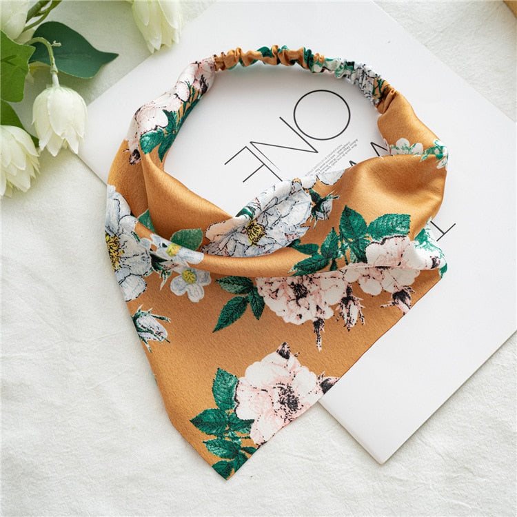 Chiffon Printing Flower Bandana Hair Scarf Headband for Women Vintage Long Ribbon Scrunchie Beach Bandanas Hair Accessories 23