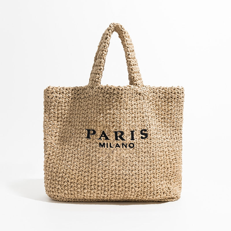 Fashion Large Capacity Straw Tote Bag Designer Letters Women Handbags Handamde Woven Summer Beach Bag Casual Bali Big Purse Khaki