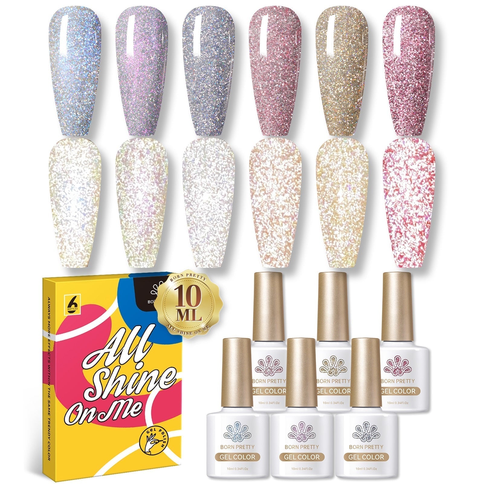 BORN PRETTY 6 Bottles 10ml Jelly Transparent Nail Gel Pink Nude Color Soak Off Gel Nail Polish for Manicure 55731