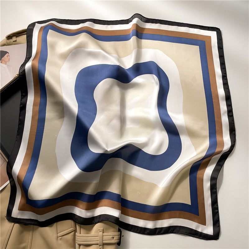 Fashion Wraps Satin Hijab Luxury Square Scarf for Women Hair Bands Ribbon Headband Silk Shawl Neckerchief Female Bandana FJ714-3