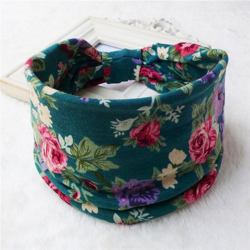 New Fruit Print Wide Headwrap Headbands for Women Boho Knoted Elastic Beach Hair Bands Girls Hair Accessories Turban Bandage 8