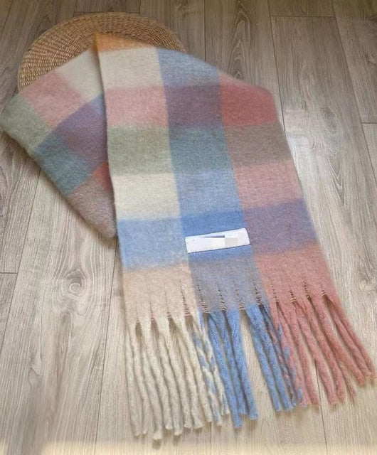 New Scarf Autumn and Winter Multicolor Thickened Plaid Scarf The Same Length Warm Shawl For Men and Women Scarves