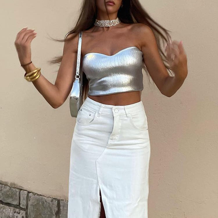 Women Fashion Solid Backless Zipper Sexy Tank Tops Woman Sleeveless Female Chic Corset Camis Streetwear