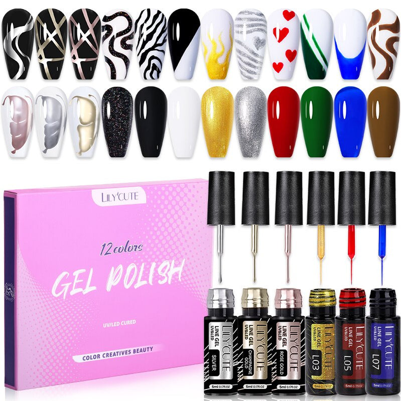 LILYCUTE 12PCs 7ml Spring Macaron Nail Gel Polish Set Semi Permanent UV Gel For Manicure Soak Off Gel Nail Polish Kit Varnishes 56880-3