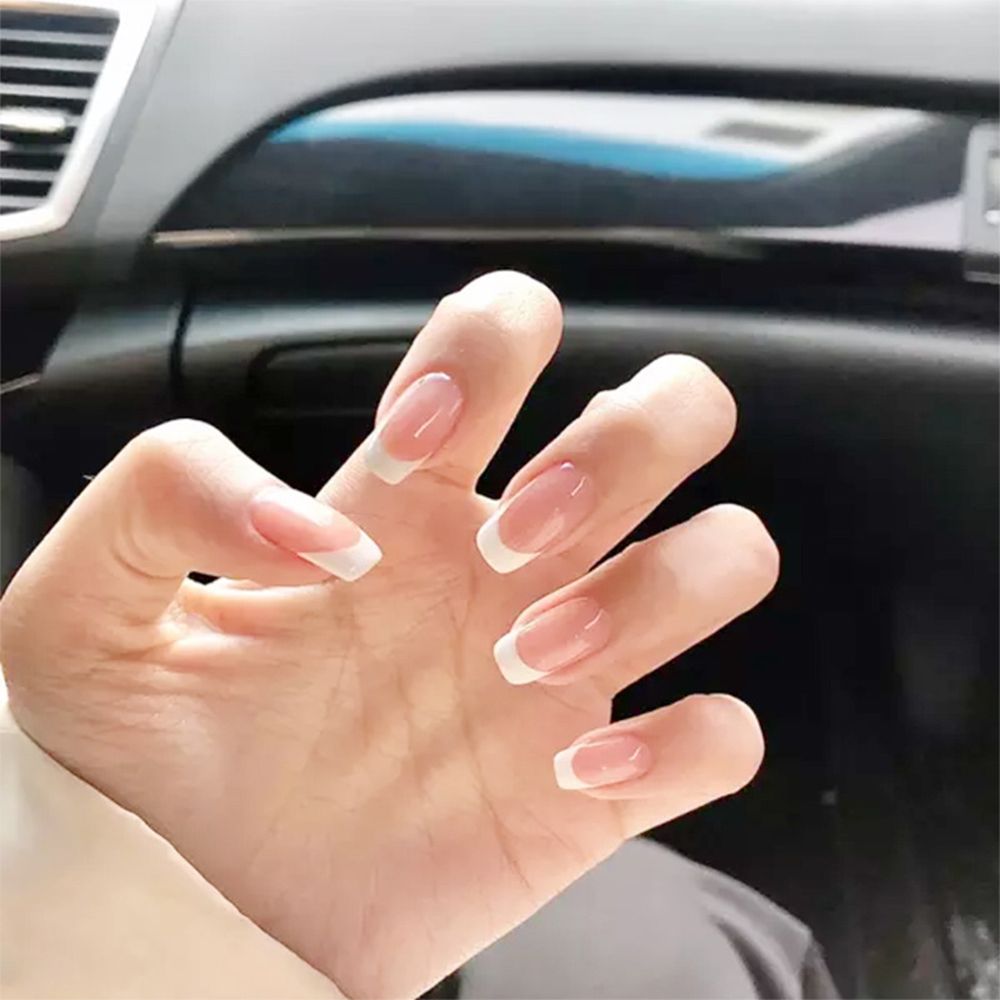 24Pcs/Set Fake Nails With Glue Full Cover Nail Tips Press On Med Nails DIY Manicure Oval Head False Nails Pink Almond Artificial