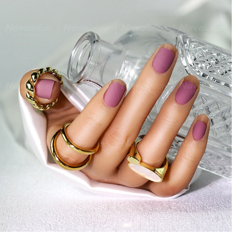 Navolution 24Pcs/Set DIY Manicure Wearable Fake Nails press on Detachable Finished Fingernails Ballet Square Head Almond Short