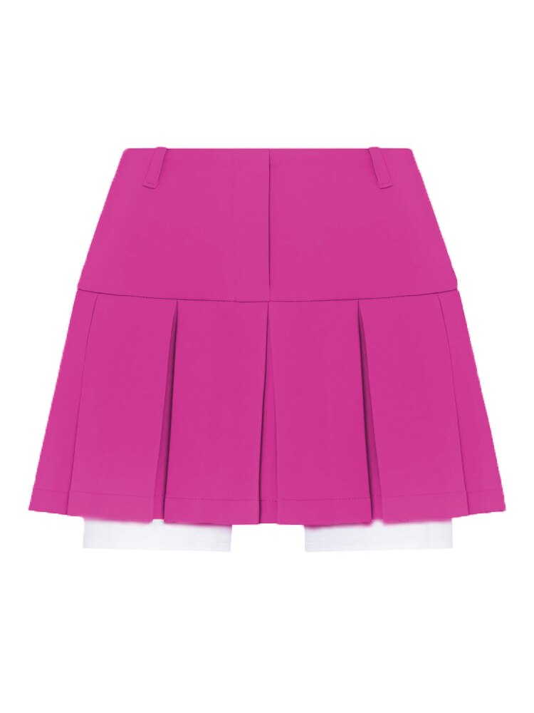 Fall Women Blazer Suit Two Piece Sets Turn-down Collar Blazers Tops And Pleated Skirts Femme High Street Y2K Outfits Only Rose Red Skirts