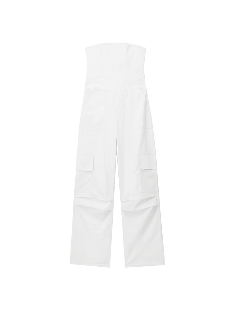 Female Jumpsuit With Pockets Long Jumpsuit Woman Spring Summer Sleeveless Cargo Jumpsuits For Women Outfit baise
