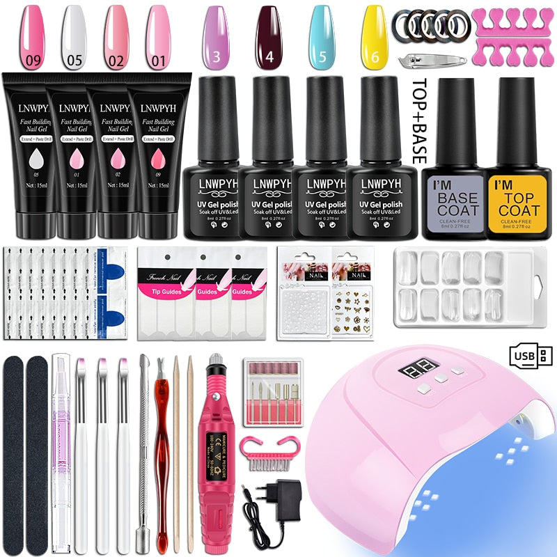 Nail Kit 54/36W UV LED Nail Lamp Dryer 10/4 Colors UV Gel Nail Polish Kit Manicure Art Tools Set Top Base Nail Drill Machine set