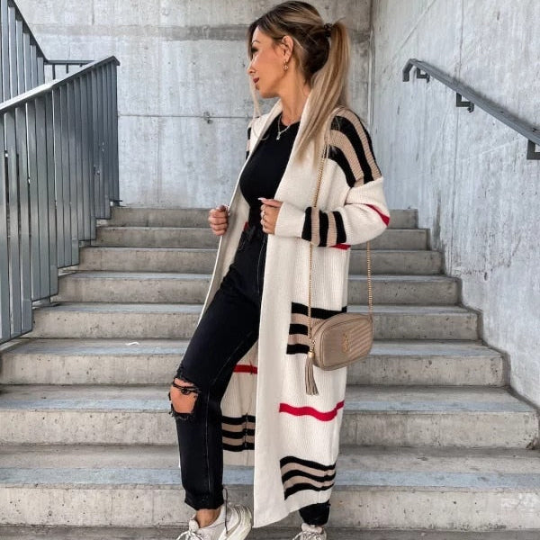 Autumn Knitting Oversize Women's Long Coat Black Long Sleeve Cardigan Loose Coats Female New Casual Trendy Ladies Clothes