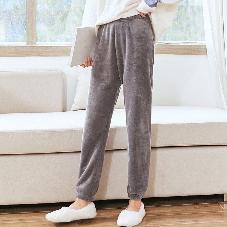 Women Winter Velvet Sets Pullover And Elastic Waist Pants Sets Casual Warm Cashmere Sets Women Autumn and Winter GREY PANTS fit to 45-75kgs