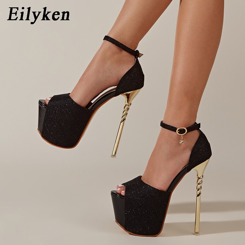 Eilyken Sexy Platform High Heels Women Pumps Sandals Designer Peep Toe Fetish Party Stripper Buckle Strap Ladies Shoes