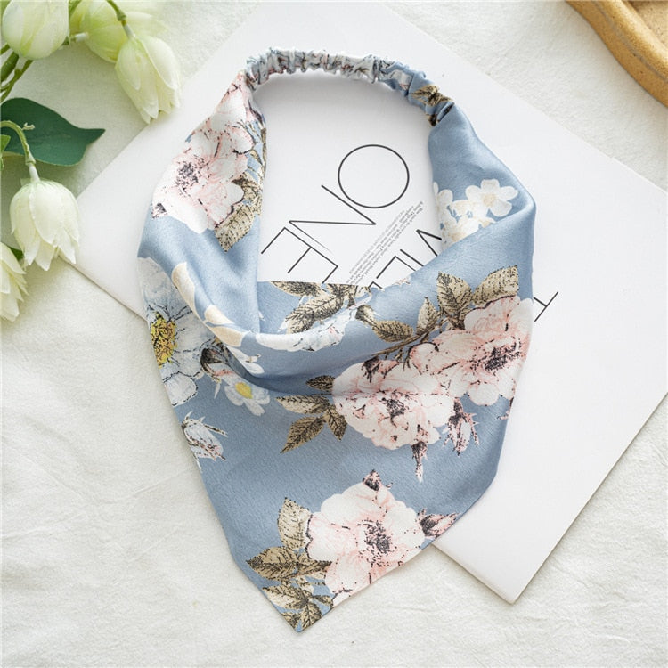 Chiffon Printing Flower Bandana Hair Scarf Headband for Women Vintage Long Ribbon Scrunchie Beach Bandanas Hair Accessories 20