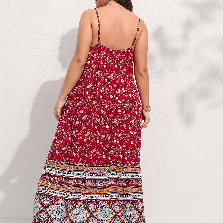 Finjani Women's Dress Plus Size Cami Dresses Summer Backless Maxi Dress Floral Print Formal Party Dresses 2023