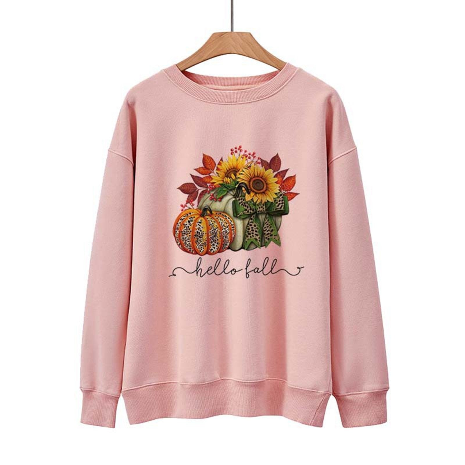 Women's Halloween Sweater Loose Fit Casual Pullover Top Sweater with Front Zipper Pink