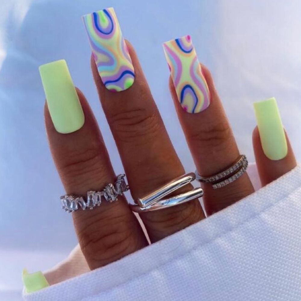 French Ballet False Nails With Gold Foil Glitter Designs Wearable Long Coffin Ballerina Press On Fake Nails Full Cover Nail Tips A9