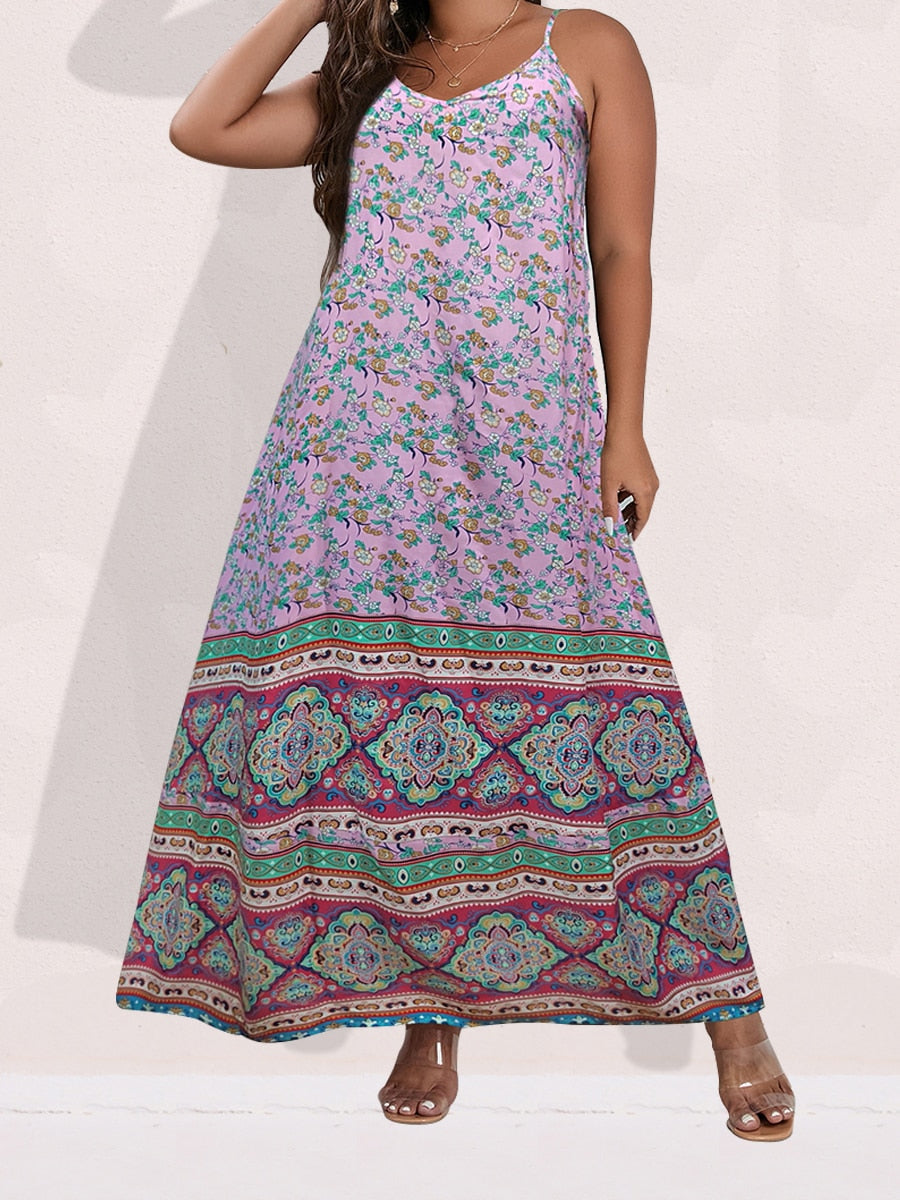 Finjani Women's Dress Plus Size Cami Dresses Summer Backless Maxi Dress Floral Print Formal Party Dresses 2023