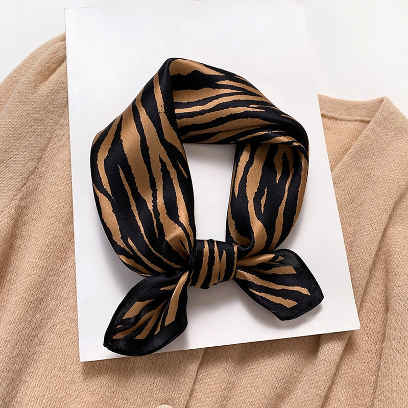 Fashion Designer Print 100% Natural Silk Square Scarves Women Hairband Neck Foulard Female Small Kerchief Bandana New FZ92-1 53cm real silk