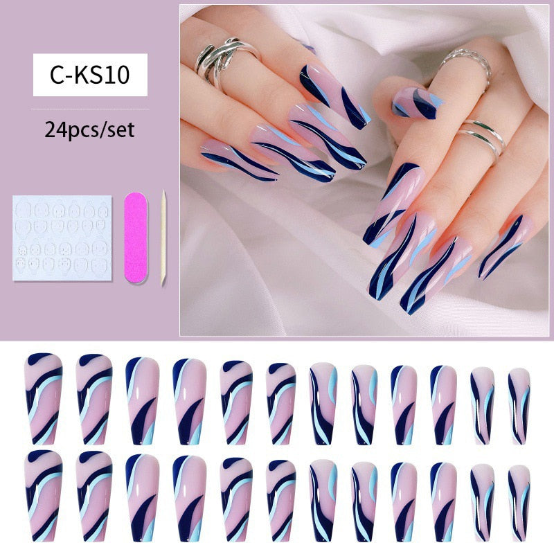 Fake Nails Heart Pattern Full Cover Fake Nails DIY Glue Press On Nails Nail Supplies For Professionals