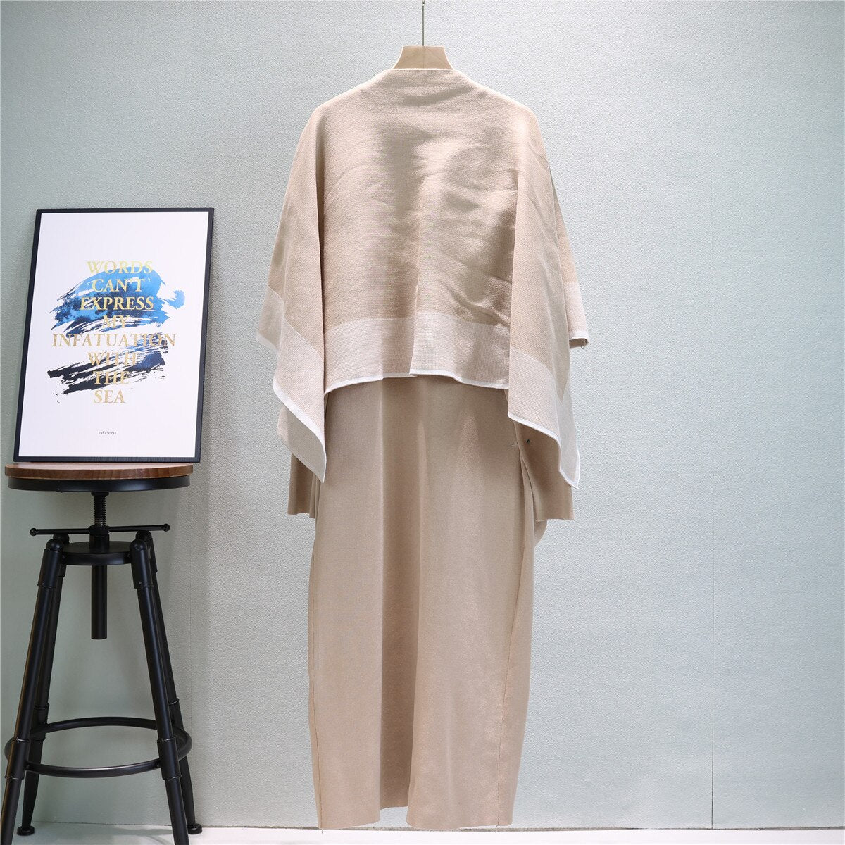 New In Autumn Winter Dress Elegant Women's Clothing Long Sleeve Sweater Knitted Dress Two-piece Sets With Scarf