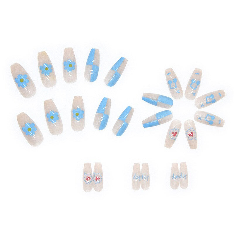 Fake Nails With Glue Full Cover Nail Tips Press On Nails DIY Manicure Tools 24Pcs Oval Head False Nails Pink Almond Artificial