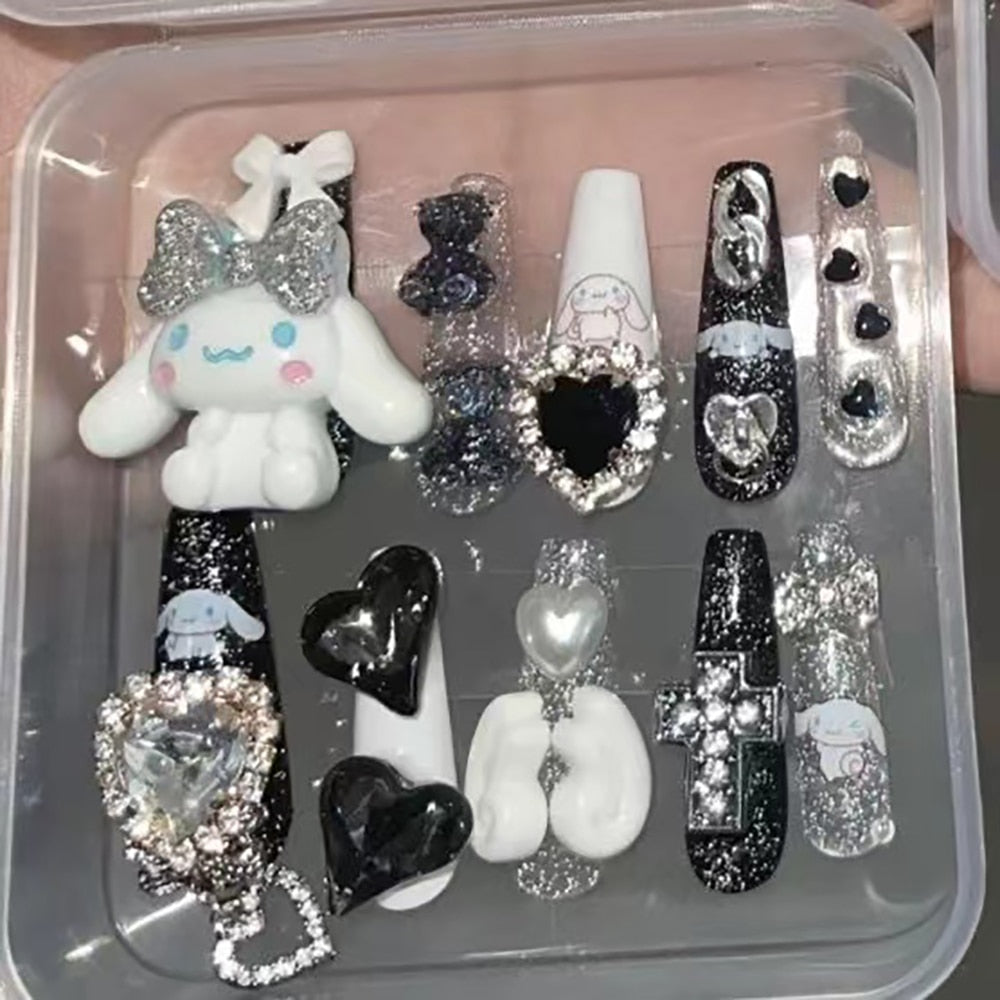 Fashion Cool Personality Cosplay Party Nails Long Coffin 3D High-End Chain Nail Tips Girls Gift Accessories 8