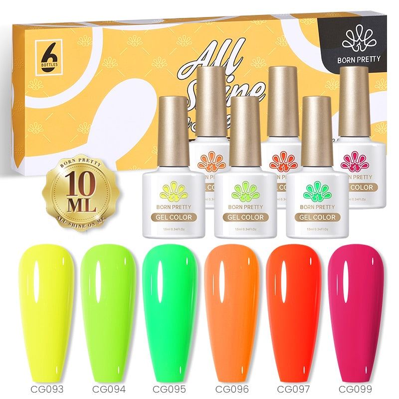 BORN PRETTY 6 Bottles 10ml Jelly Transparent Nail Gel Pink Nude Color Soak Off Gel Nail Polish for Manicure s12