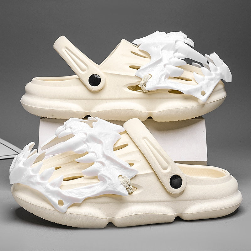 Women Men Sandals Light EVA Men's Casual Shoes Hole Shoes Clogs Lovers Home Garden Outdoor Male Beach Flat Slippers Beige