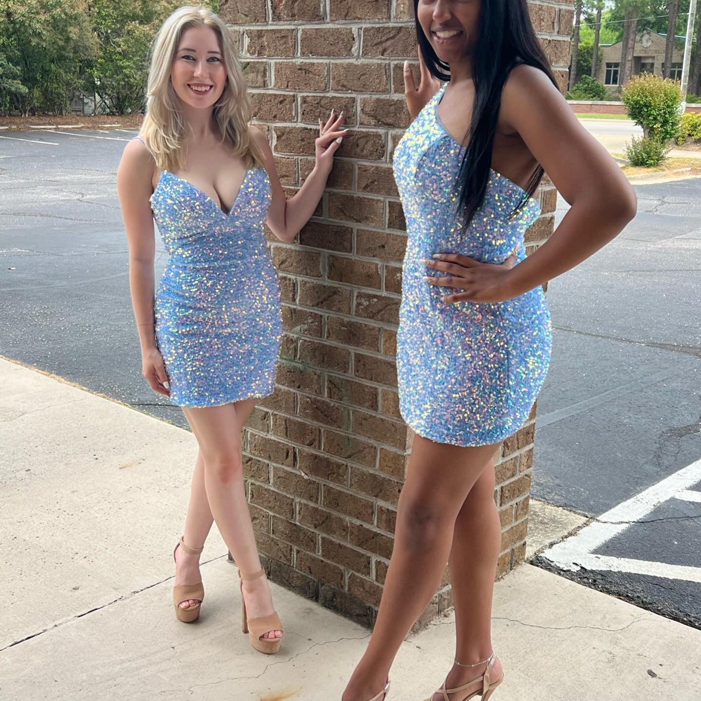 One-Shoulder Mini Cocktail NYE Dress Velvet Sequins Lady Formal Event Party Gown Sexy Club Night Graduation Hoco Gala Blue-Straps