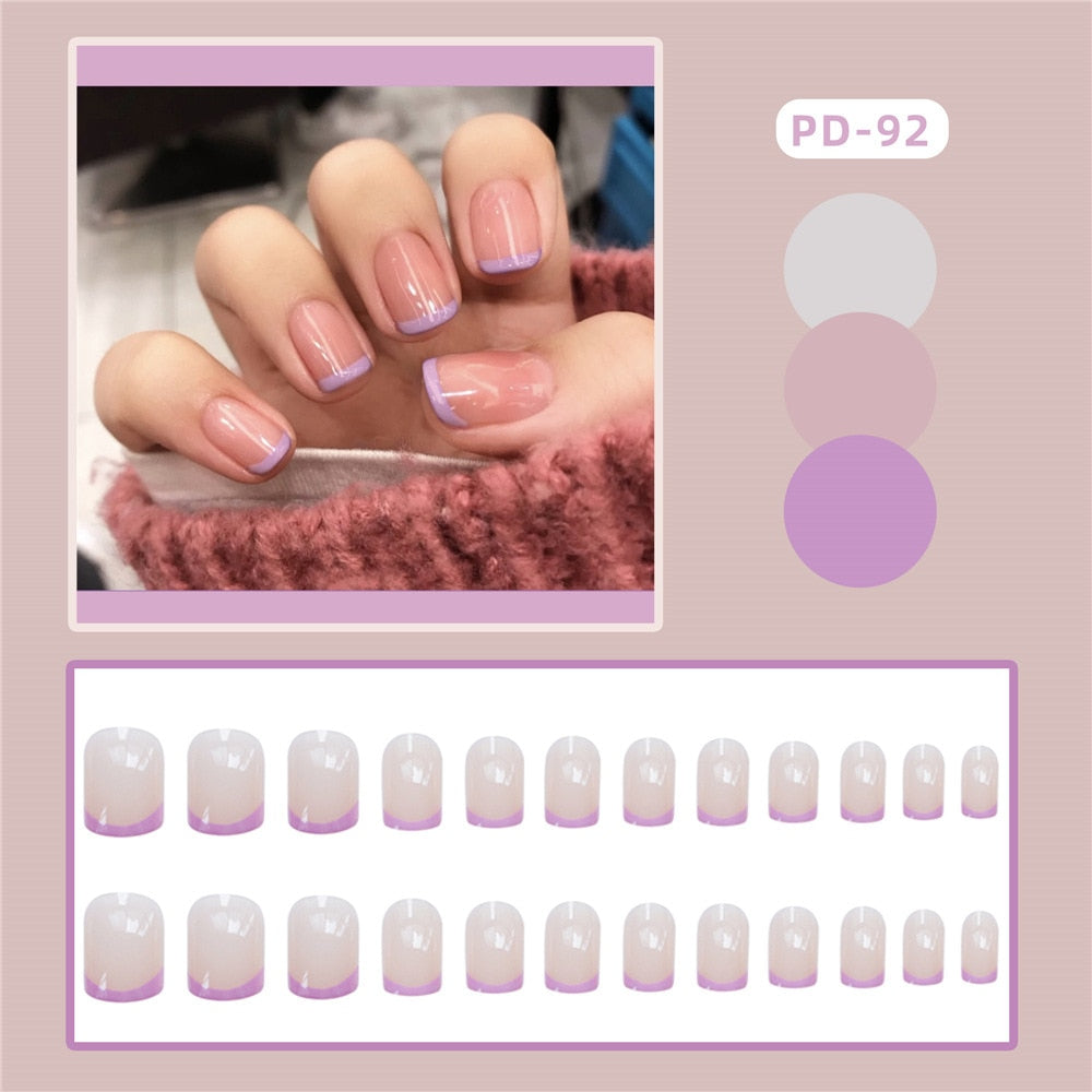 24pcs Lemon Short Wear Tips Nail False Patch Press on Nails Supplies for Professionals Artifical Fake Nails Faux Ongles Uñas