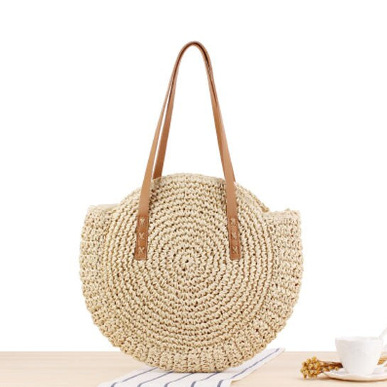 Round Straw Bags for Women Rattan Bag Handmade Woven Beach CrossBody Bag Female Message Handbag Totes D