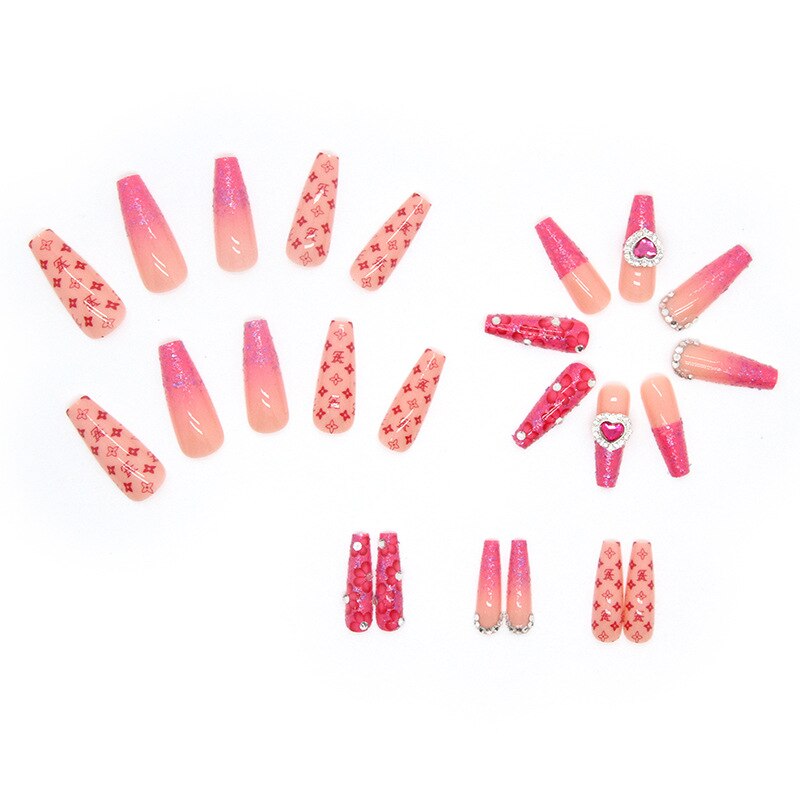 Acrylic Fake Nails Wearable Long Sharp Nail Broken Diamond Butterfly Dot Diamond Full Cover Nail Tips Set Press On Nails New