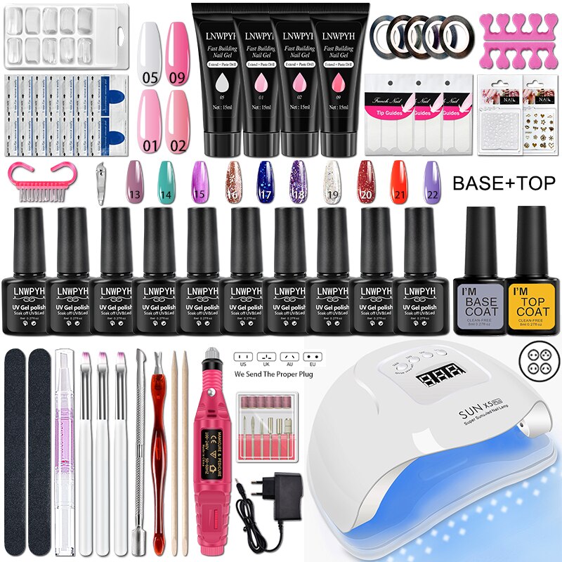 Nail Kit 54/36W UV LED Nail Lamp Dryer 10/4 Colors UV Gel Nail Polish Kit Manicure Art Tools Set Top Base Nail Drill Machine set