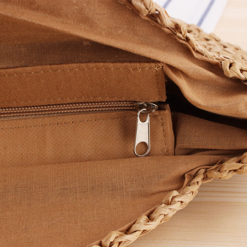 Round Straw Bags for Women Rattan Bag Handmade Woven Beach CrossBody Bag Female Message Handbag Totes