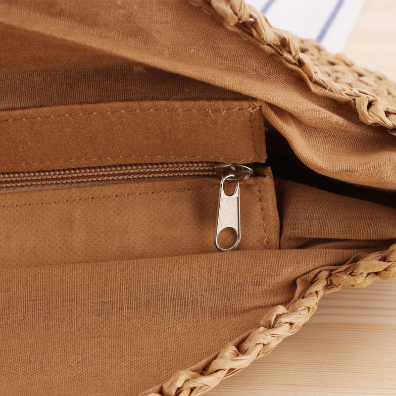Round Straw Bags for Women Rattan Bag Handmade Woven Beach CrossBody Bag Female Message Handbag Totes