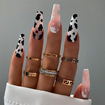 Fake Nails Heart Pattern Full Cover Fake Nails DIY Glue Press On Nails Nail Supplies For Professionals